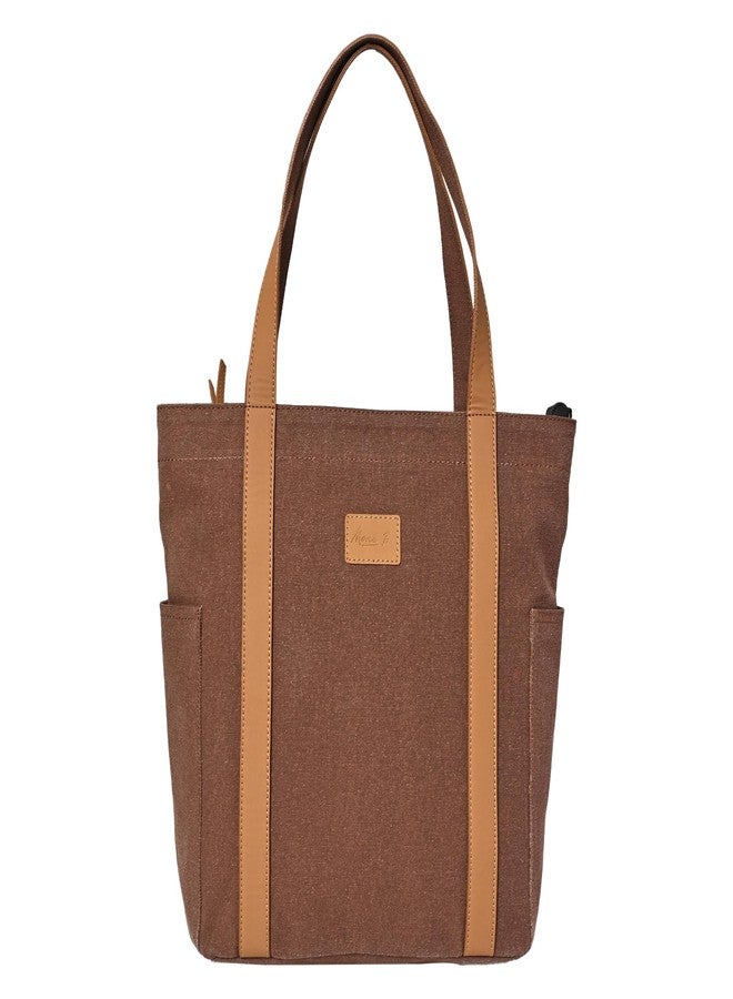 Mona B Canvas Tote Handbag for Women perfect for Travel, College and office Use - Brown - Image 1